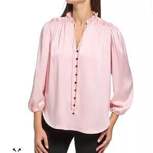 DKNY Light Pink Ruffled Blouse